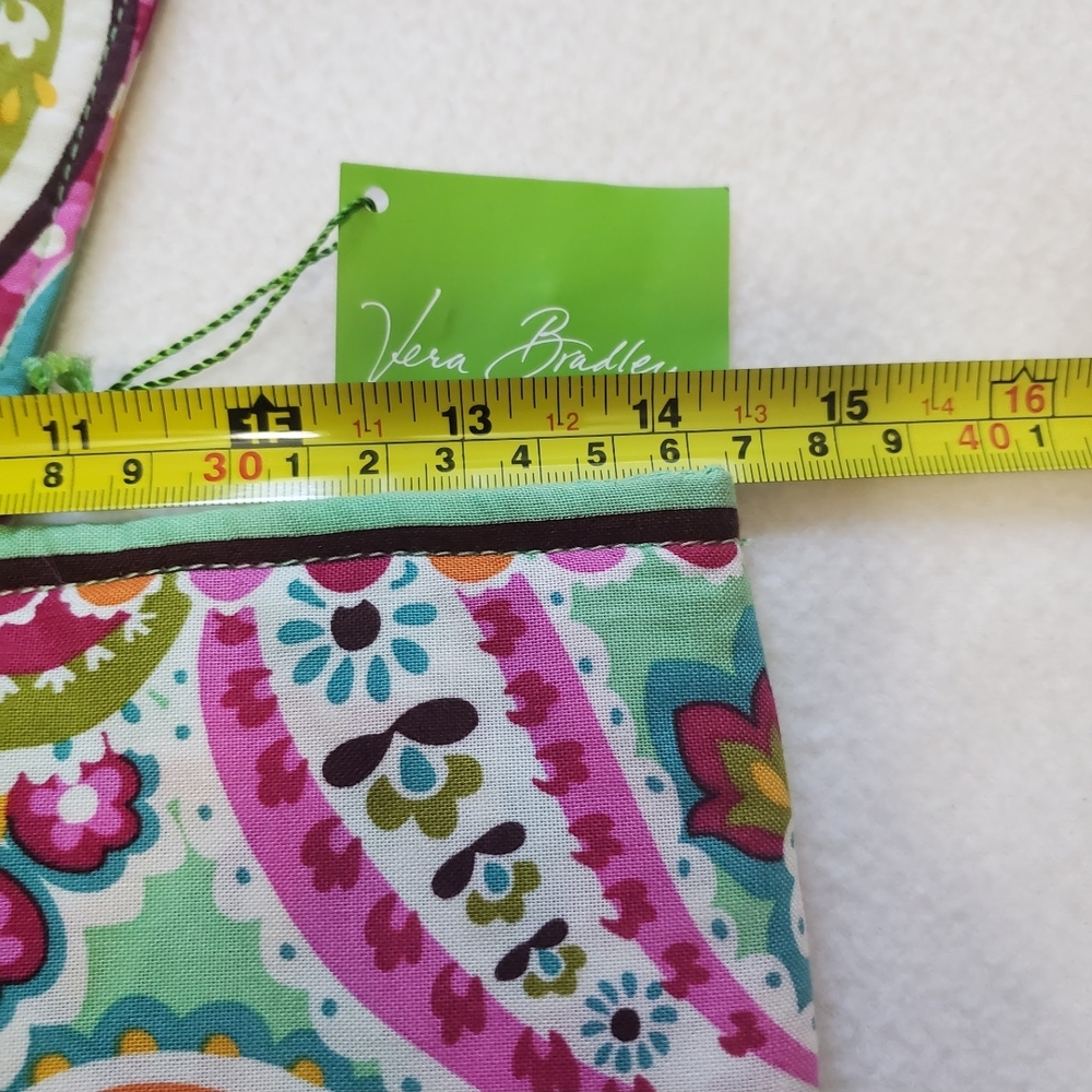 NWT Vera Bradley Green and Pink Paisley Tote - Picture 3 of 7